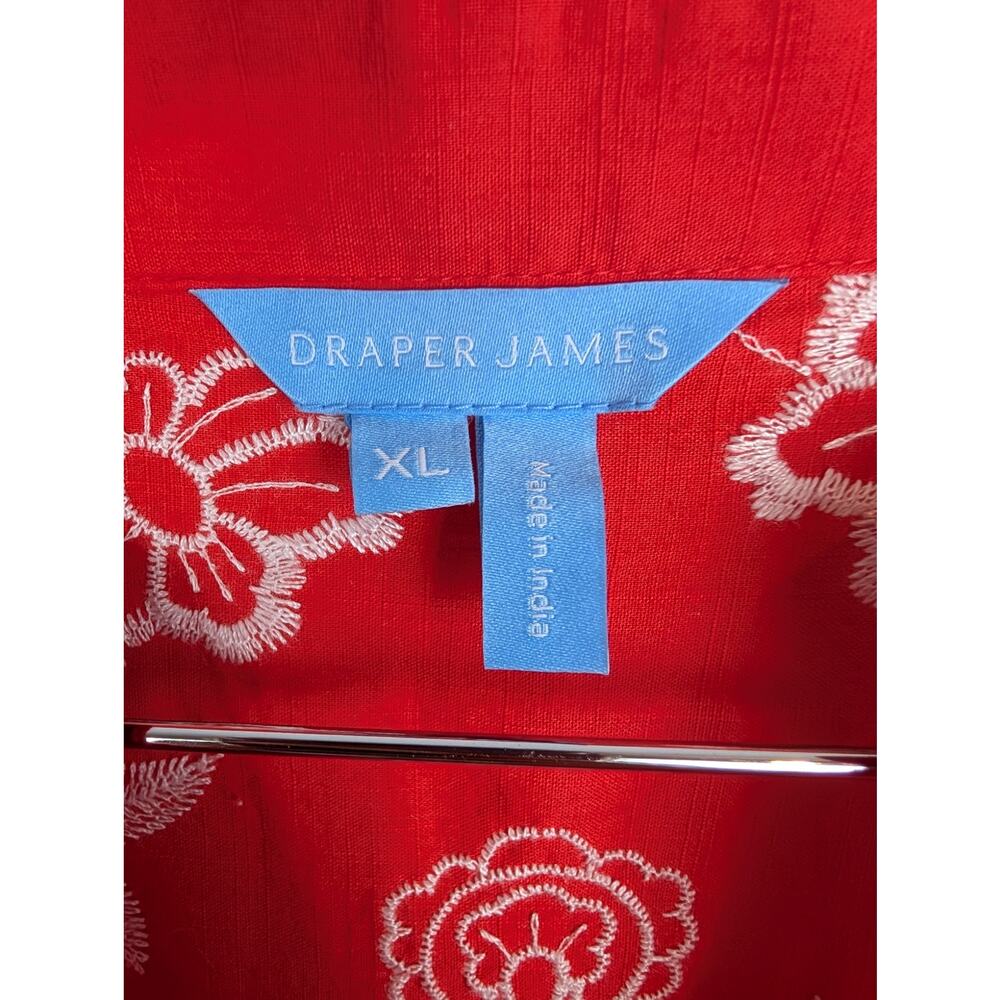 Draper James Simone Dress Floral Embroidered Ruffle Mini Cotton Red Size XL - Picture 9 of 11